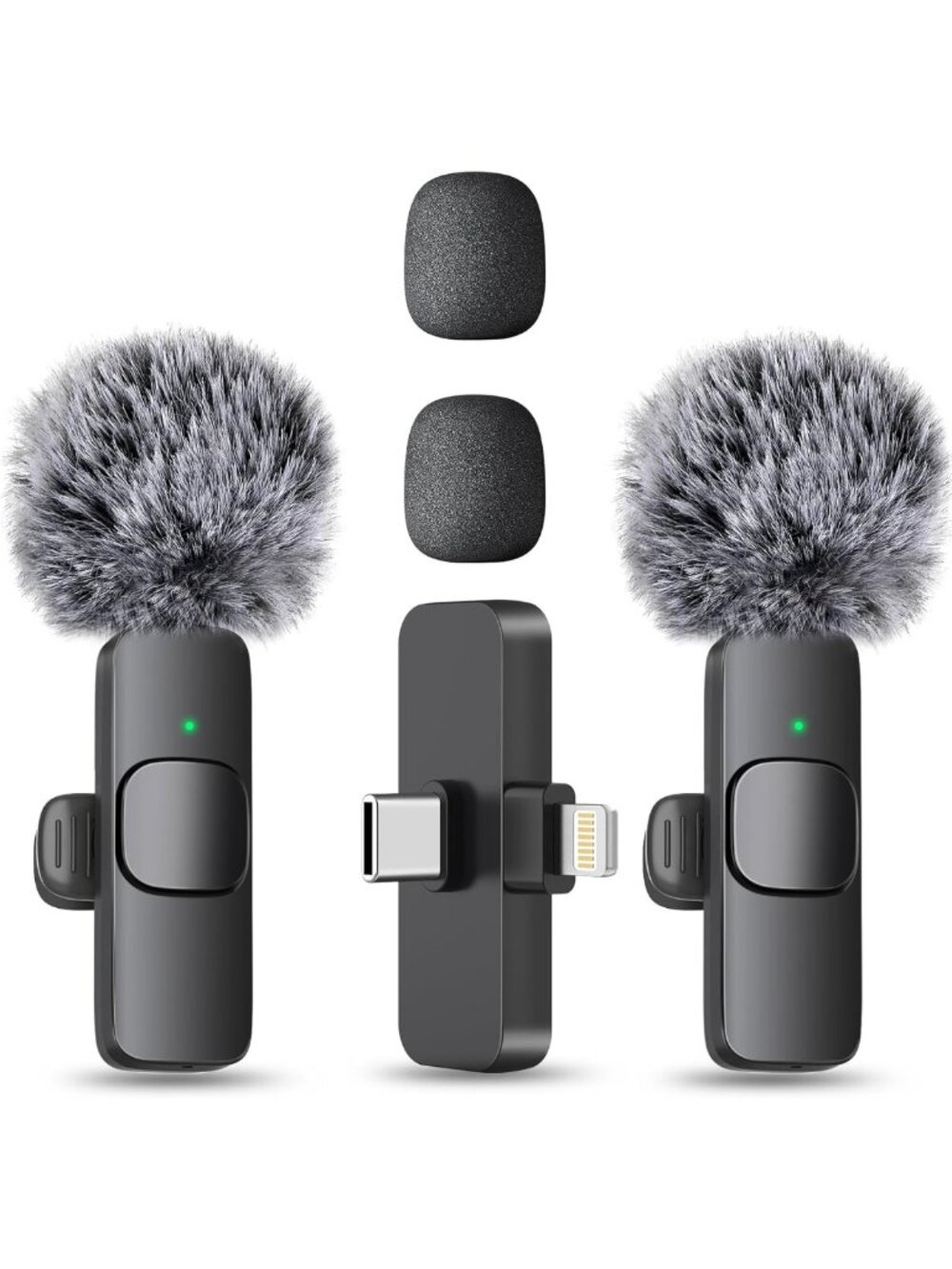 Wireless Mini Microphone 2 Pack - Lavalier Lapel Mics for iPhone, Android